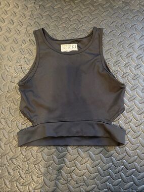Joriki Black Cropped Athletic Tank Top with cut out back